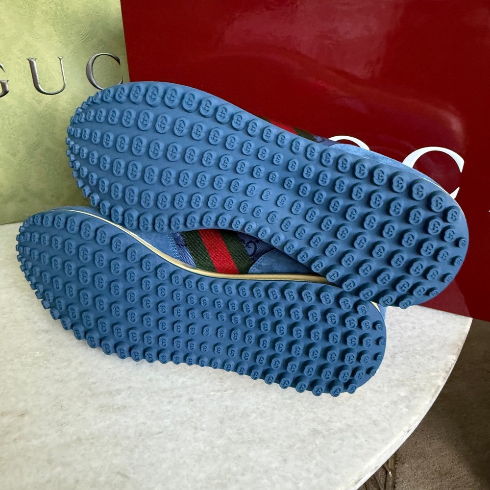 GUCCI 832461 Men's Canvas Blue GG Re-Motion sneaker, Size UK 9 - Picture 11 of 16